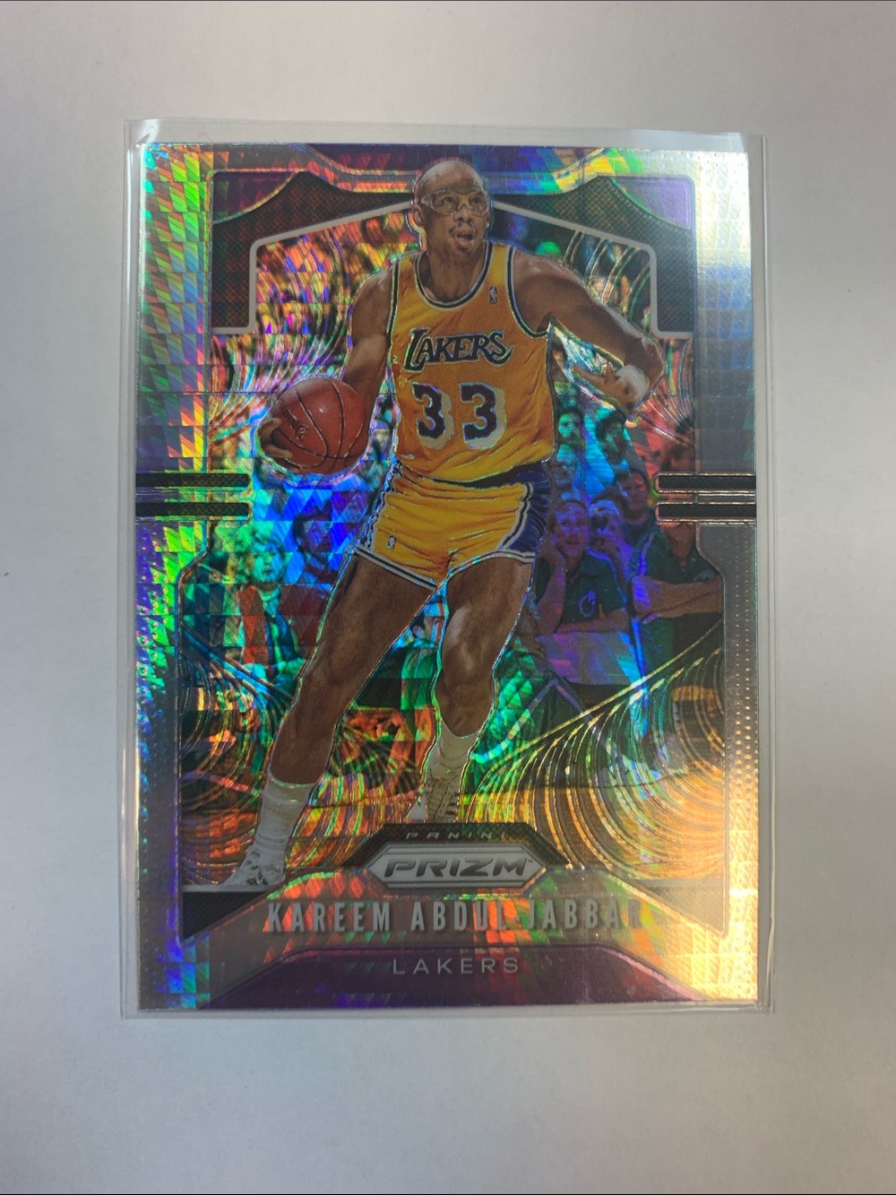 Panini Kareem Abdul-Jabbar Lakers Silver & Purple Holographic Card